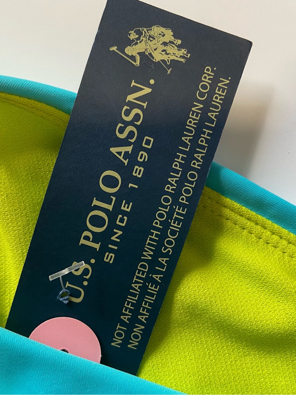 U.S. Polo Assn. Neon Yellow and Teal Bikini Bottom